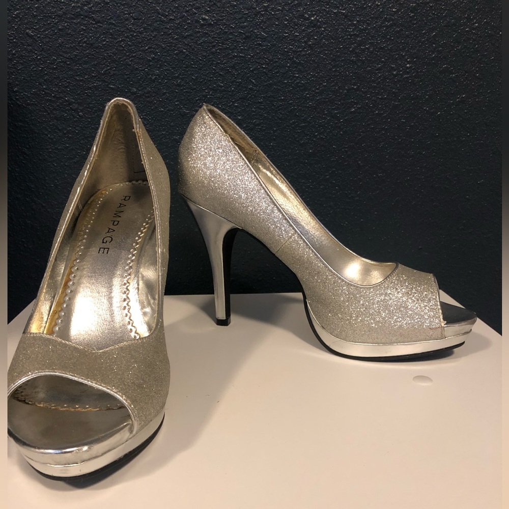 Silver sparkle Rampage heels